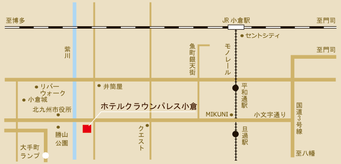 ホテルクラウンパレス小倉のイラストマップ